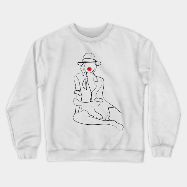 Girl Red Lips Funny Kiss Crewneck Sweatshirt by MisqaPi Design